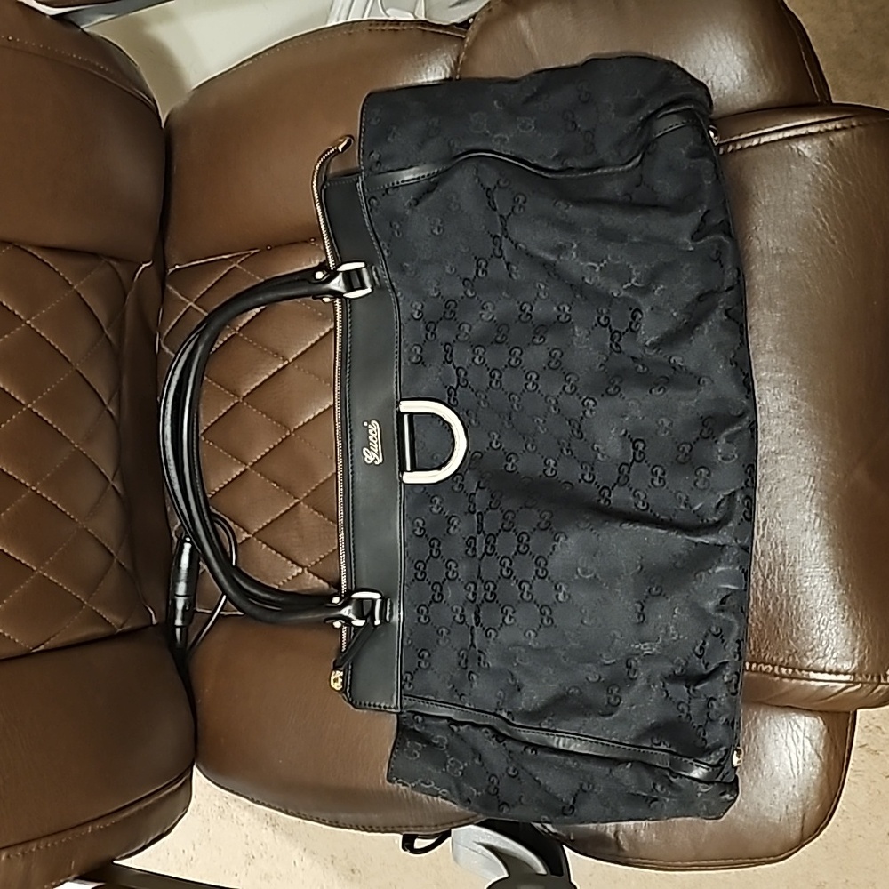 Gucci GG Canvas D-Ring Tote Bag in Black - Excellent condition.